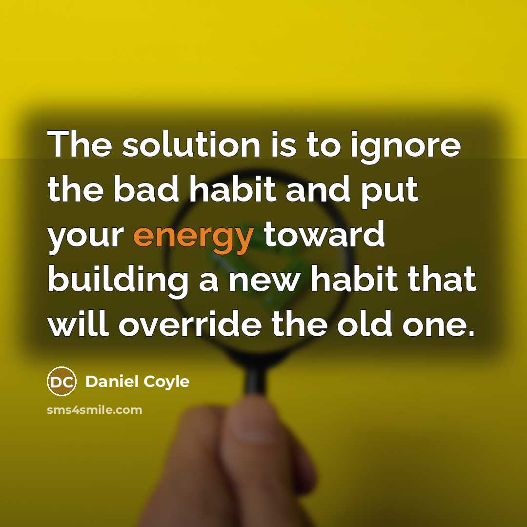 “The solution is to ignore the bad habit and put…” quote by Daniel Coyle