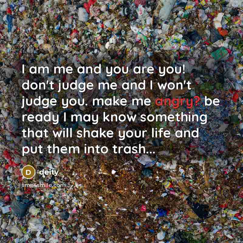 “I am me and you are you! don't judge me…” quote by Deity