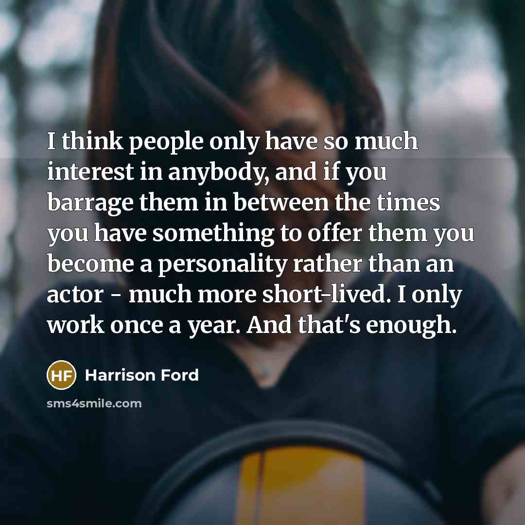 “I think people only have so much interest in anybody,…” quote by Harrison Ford