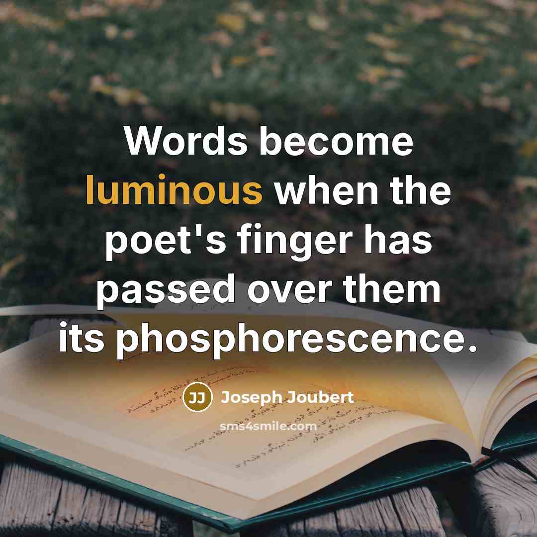 “Words become luminous when the poet's finger has passed over…” quote by Joseph Joubert