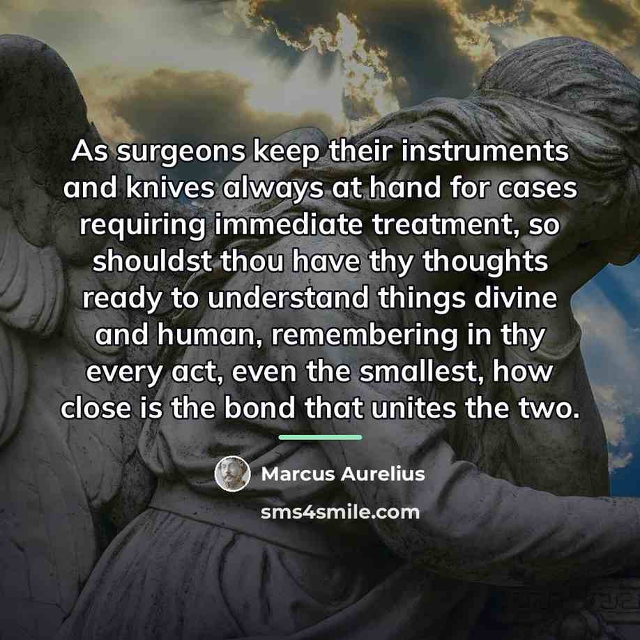 “As surgeons keep their instruments and knives always at hand…” quote by Marcus Aurelius
