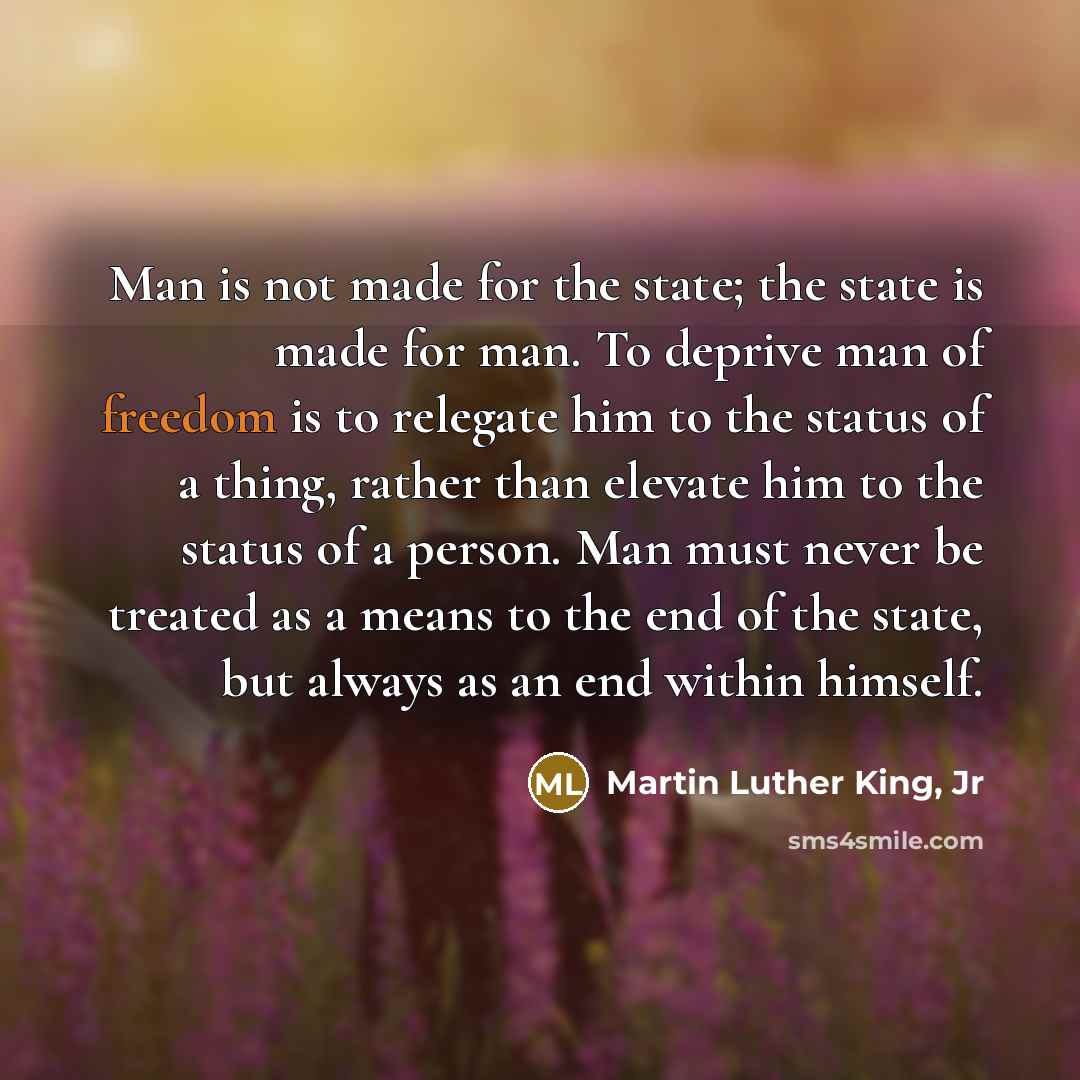 “Man is not made for the state; the state is…” quote by Martin Luther King, Jr
