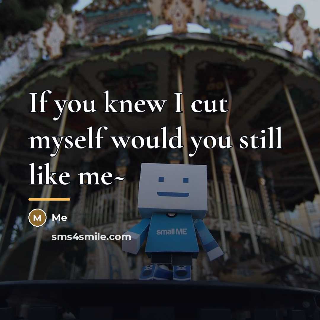 “If you knew I cut myself would you still like…” quote by Me