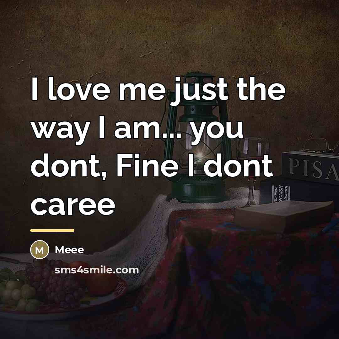 “I love me just the way I am... you dont,…” quote by Meee