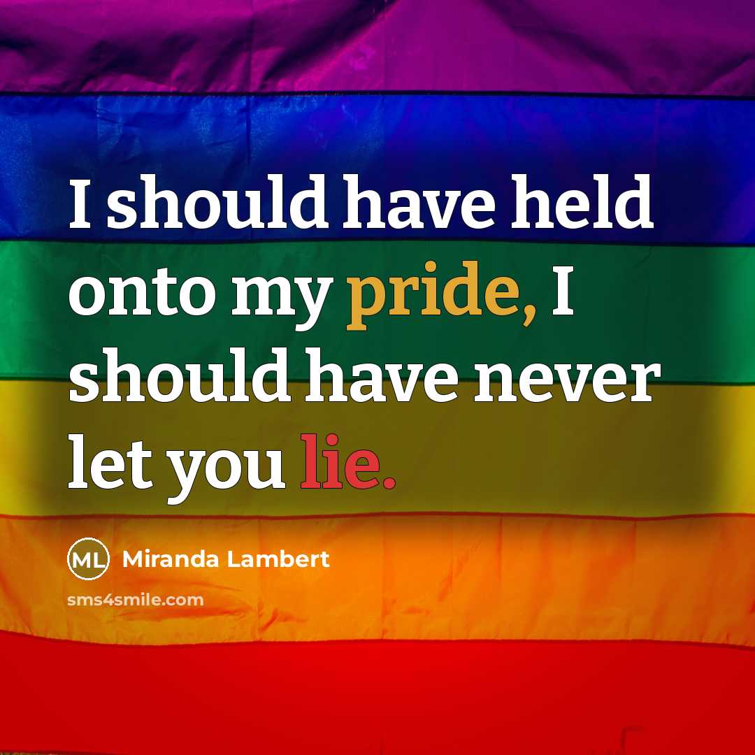 “I should have held onto my pride, I should have never let you lie.” quote by Miranda Lambert