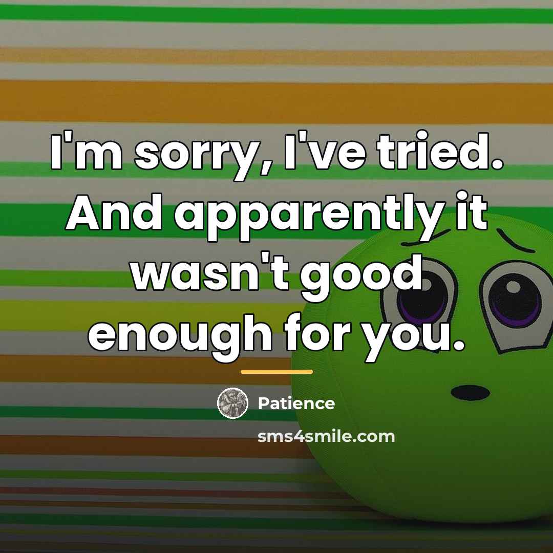 “I'm sorry, I've tried. And apparently it wasn't good enough…” quote by Patience