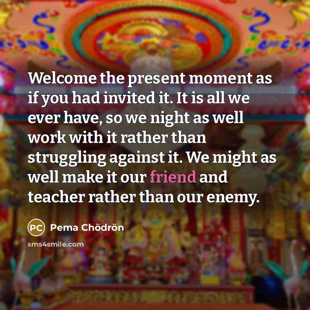 “Welcome the present moment as if you had invited it.…” quote by Pema Chodron