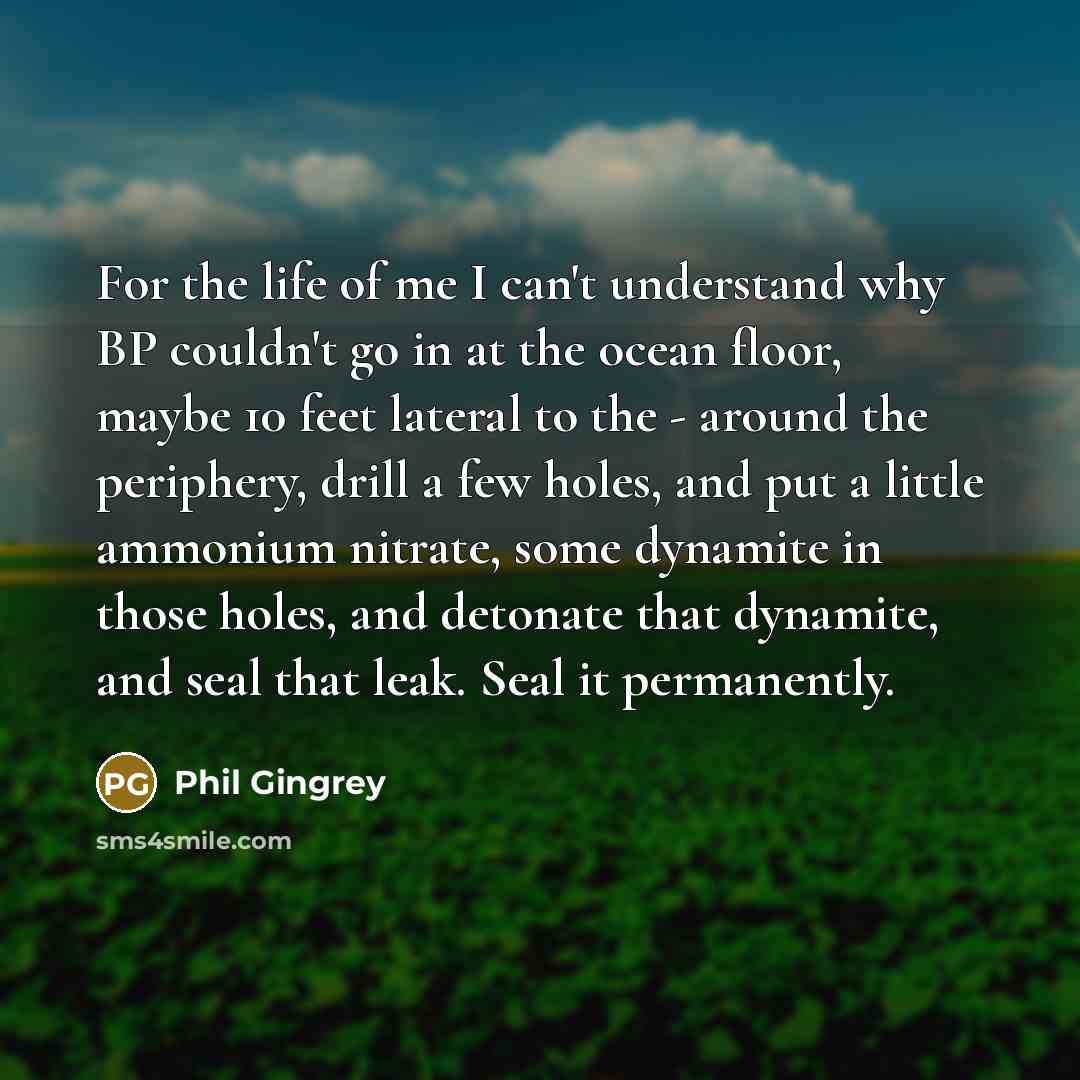 “For the life of me I can't understand why BP…” quote by Phil Gingrey