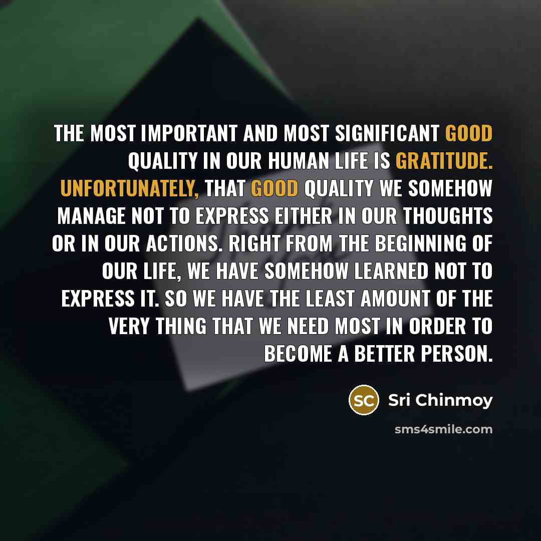 “The most important and most significant good quality in our…” quote by Sri Chinmoy