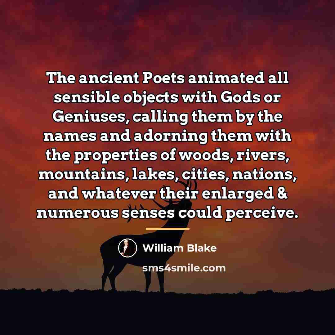 “The ancient Poets animated all sensible objects with Gods or…” quote by William Blake