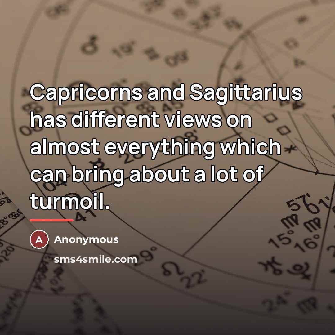 “Capricorns and Sagittarius has different views on almost everything which…” quote by Anonymous