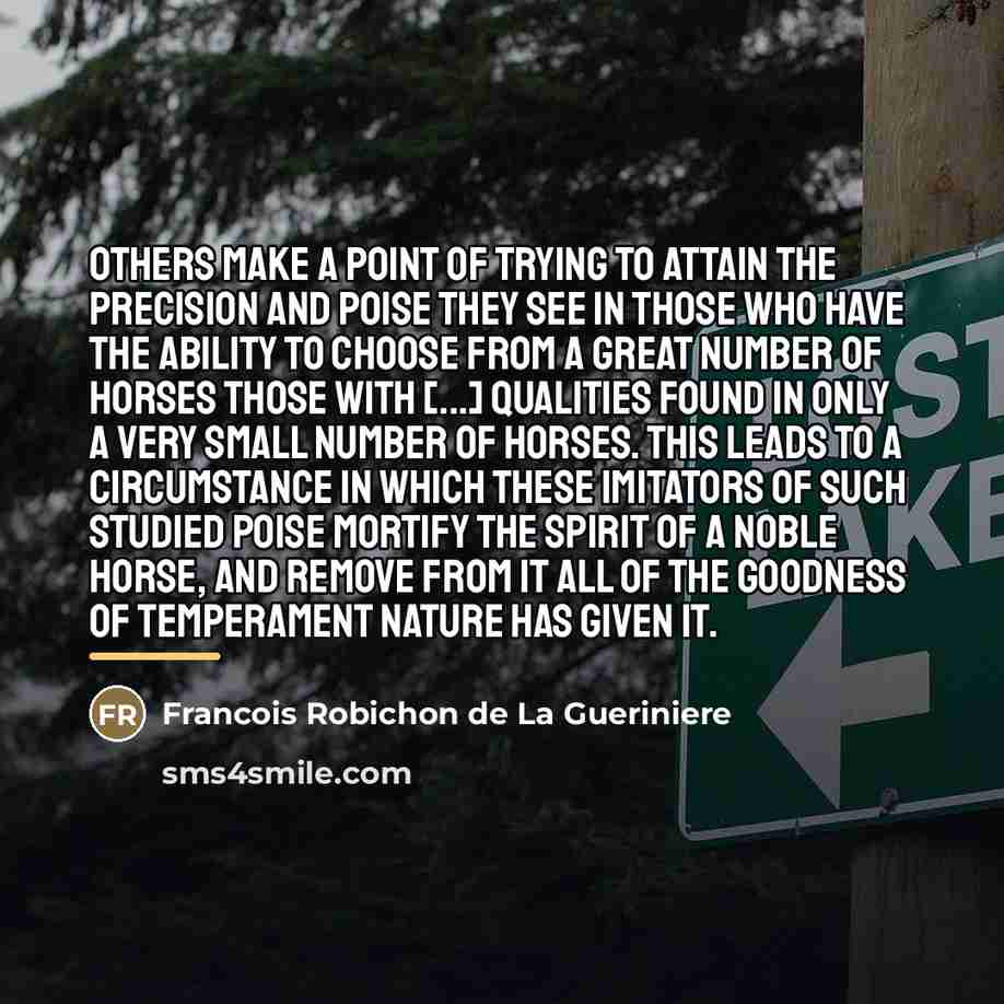 “Others make a point of trying to attain the precision…” quote by Francois Robichon de La Gueriniere