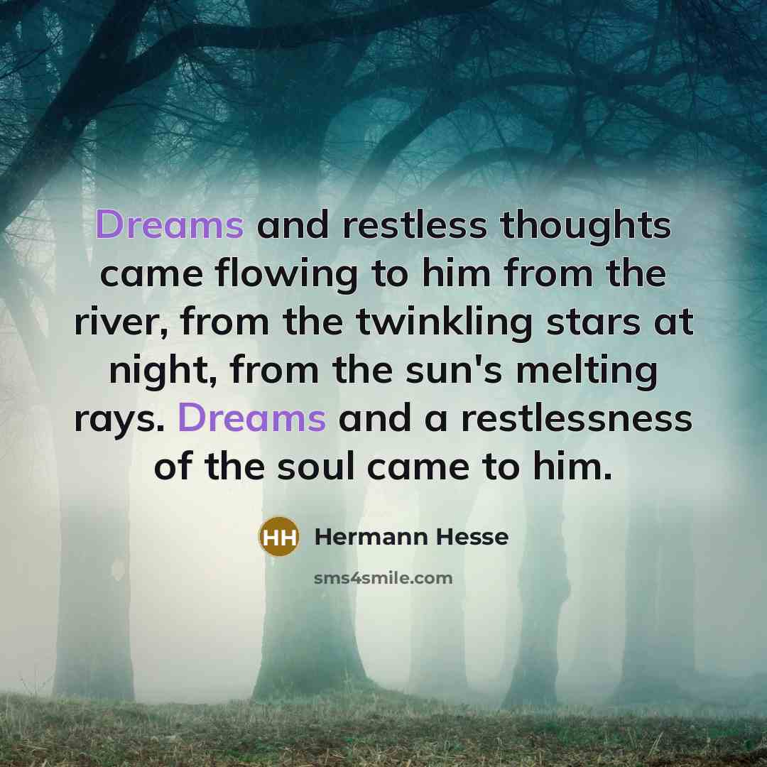 “Dreams and restless thoughts came flowing to him from the…” quote by Hermann Hesse