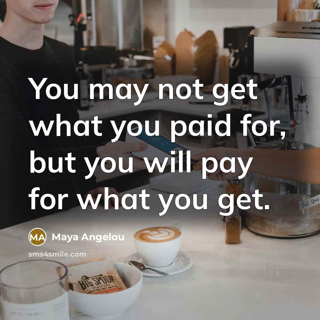 “You may not get what you paid for, but you…” quote by Maya Angelou