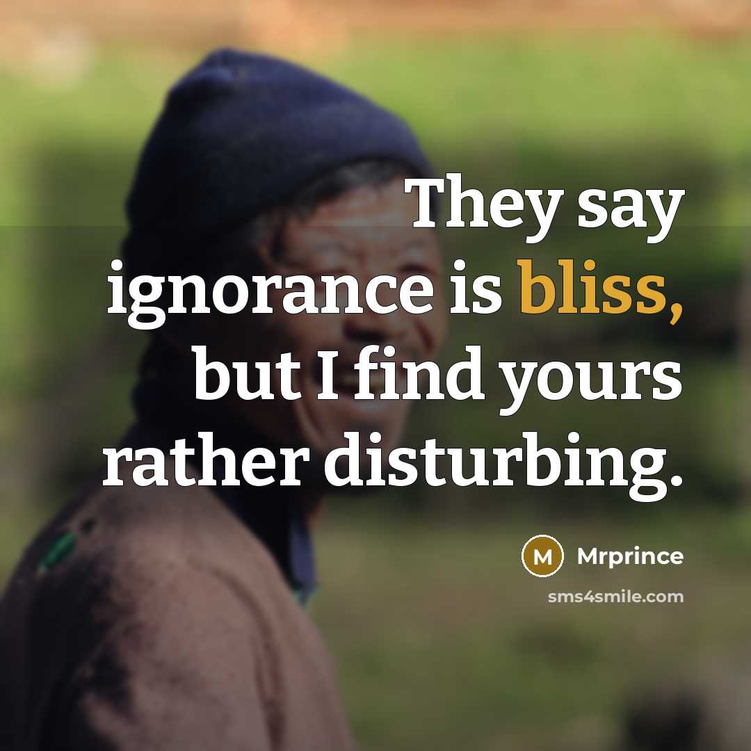 “They say ignorance is bliss, but I find yours rather…” quote by Mrprince