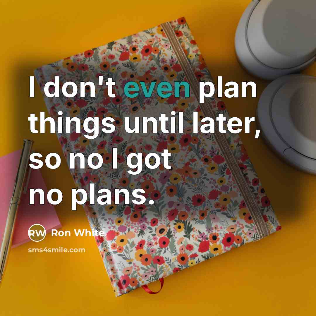“I don't even plan things until later, so no I got no plans.” quote by Ron White