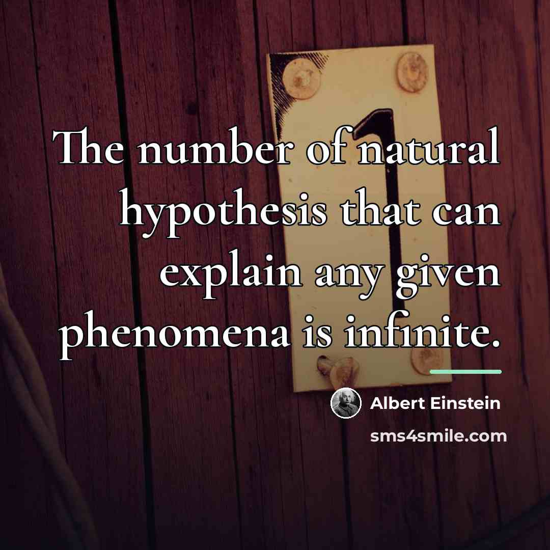 “The number of natural hypothesis that can explain any given…” quote by Albert Einstein
