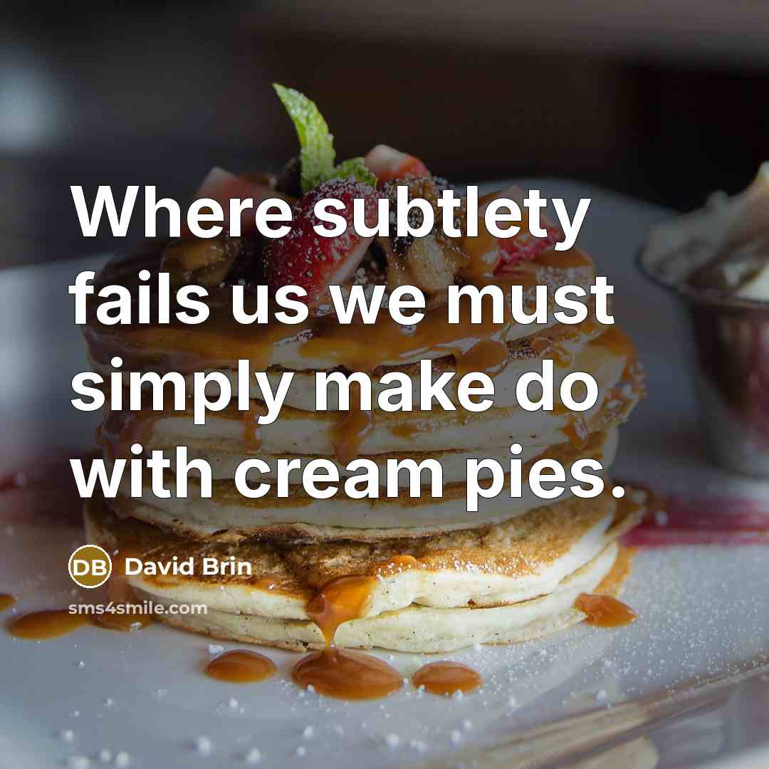 “Where subtlety fails us we must simply make do with…” quote by David Brin
