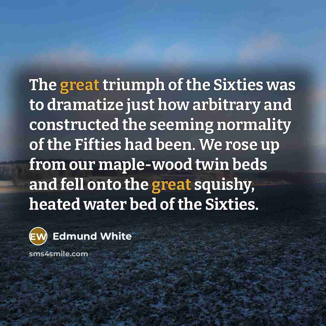 “The great triumph of the Sixties was to dramatize just…” quote by Edmund White