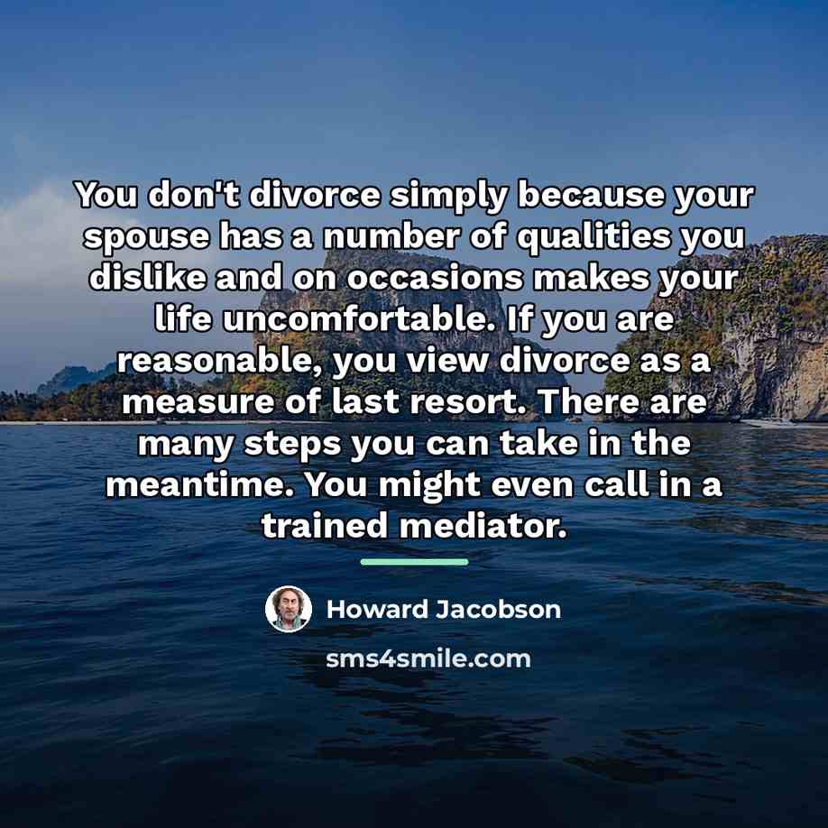 “You don't divorce simply because your spouse has a number…” quote by Howard Jacobson