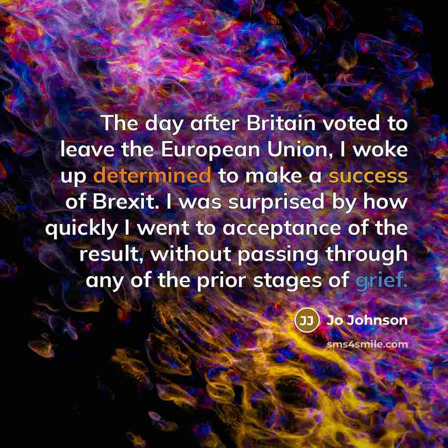 “The day after Britain voted to leave the European Union,…” quote by Jo Johnson