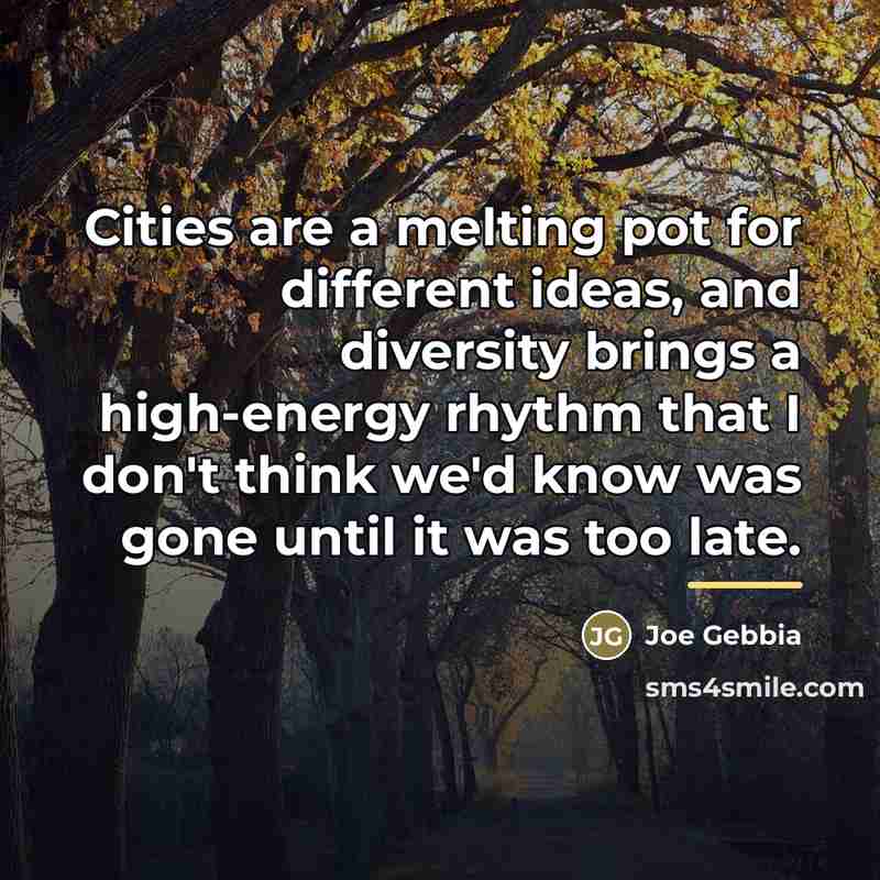 “Cities are a melting pot for different ideas, and diversity…” quote by Joe Gebbia