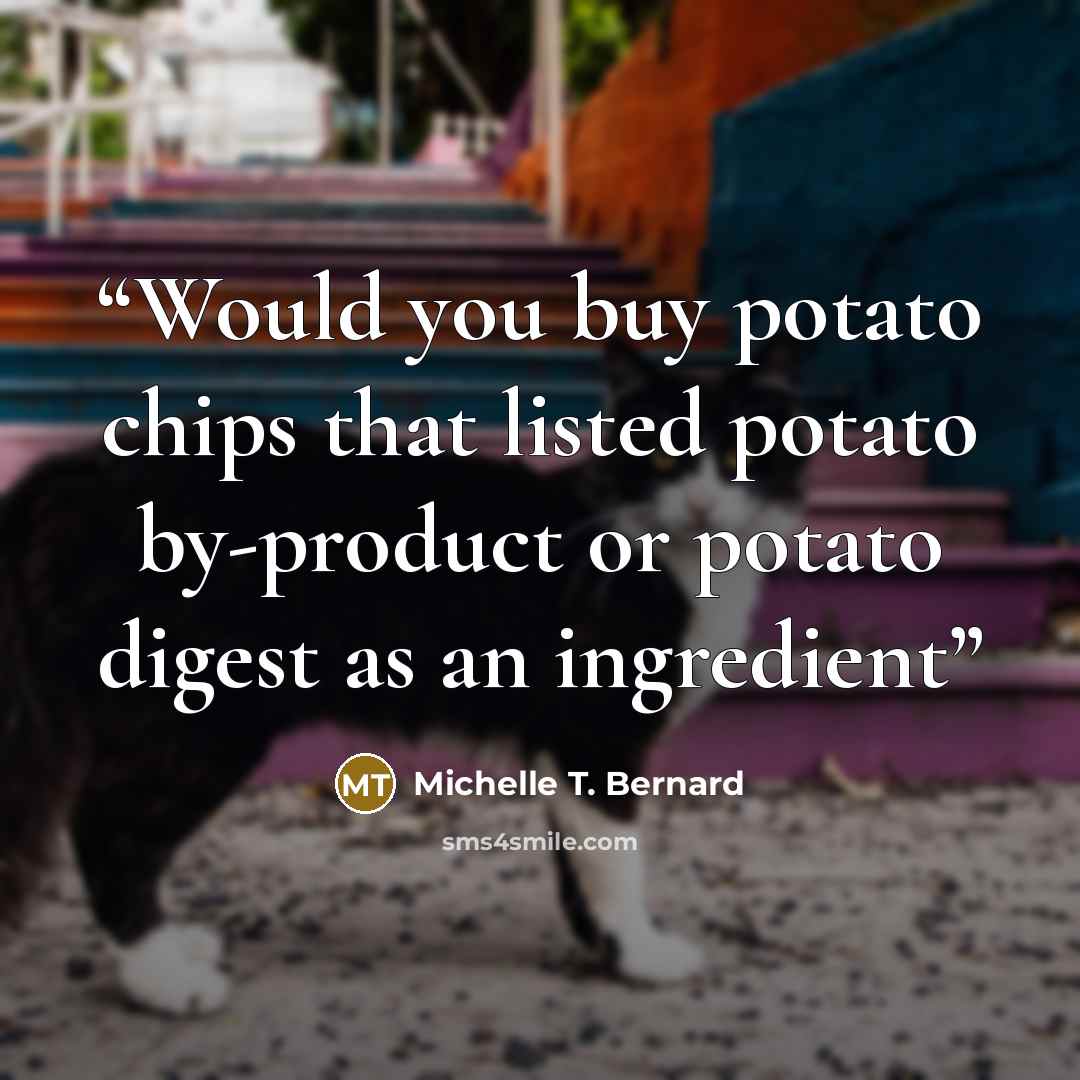“Would you buy potato chips that listed potato by-product or potato digest as an ingredient” quote by Michelle T. Bernard