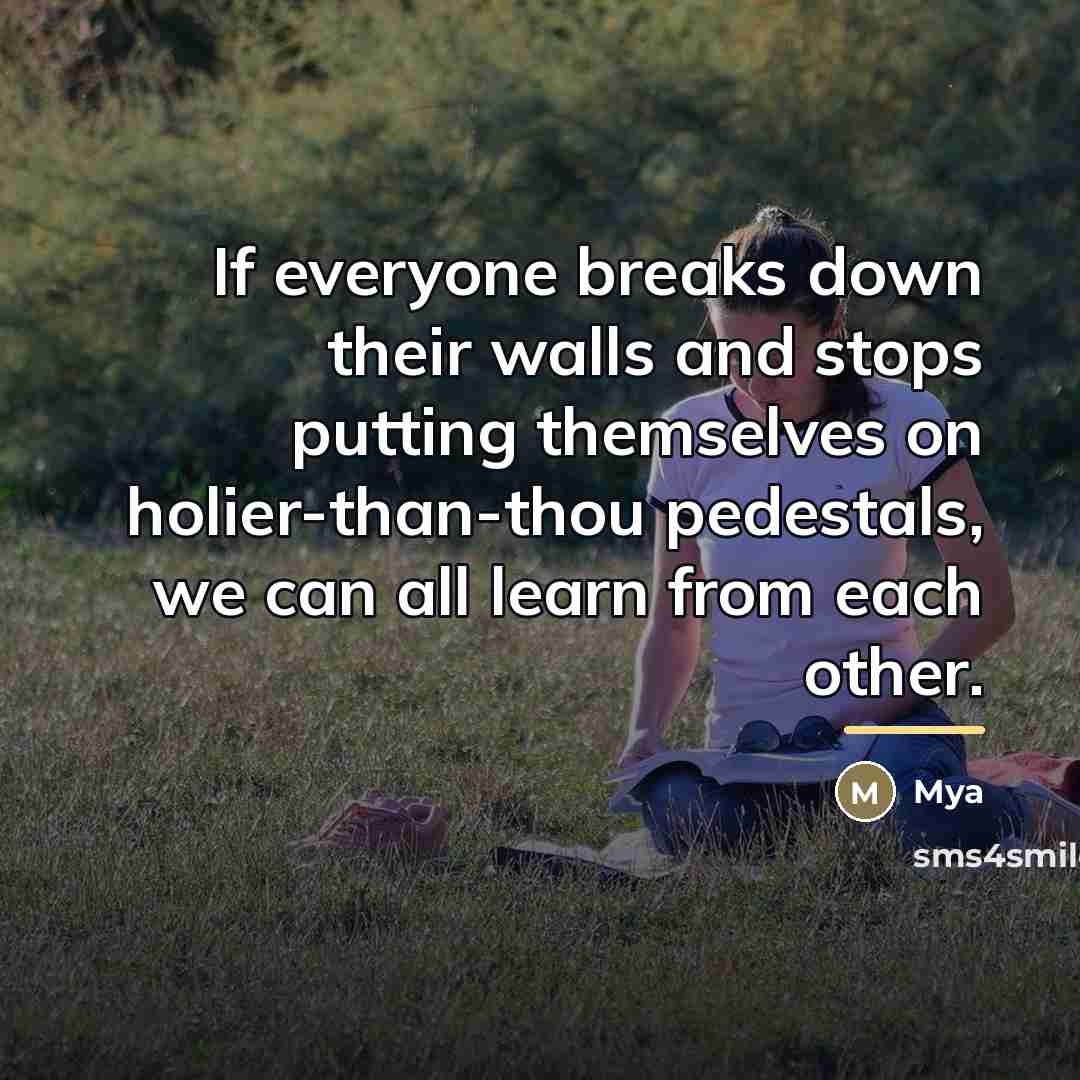 “If everyone breaks down their walls and stops putting themselves…” quote by Mya