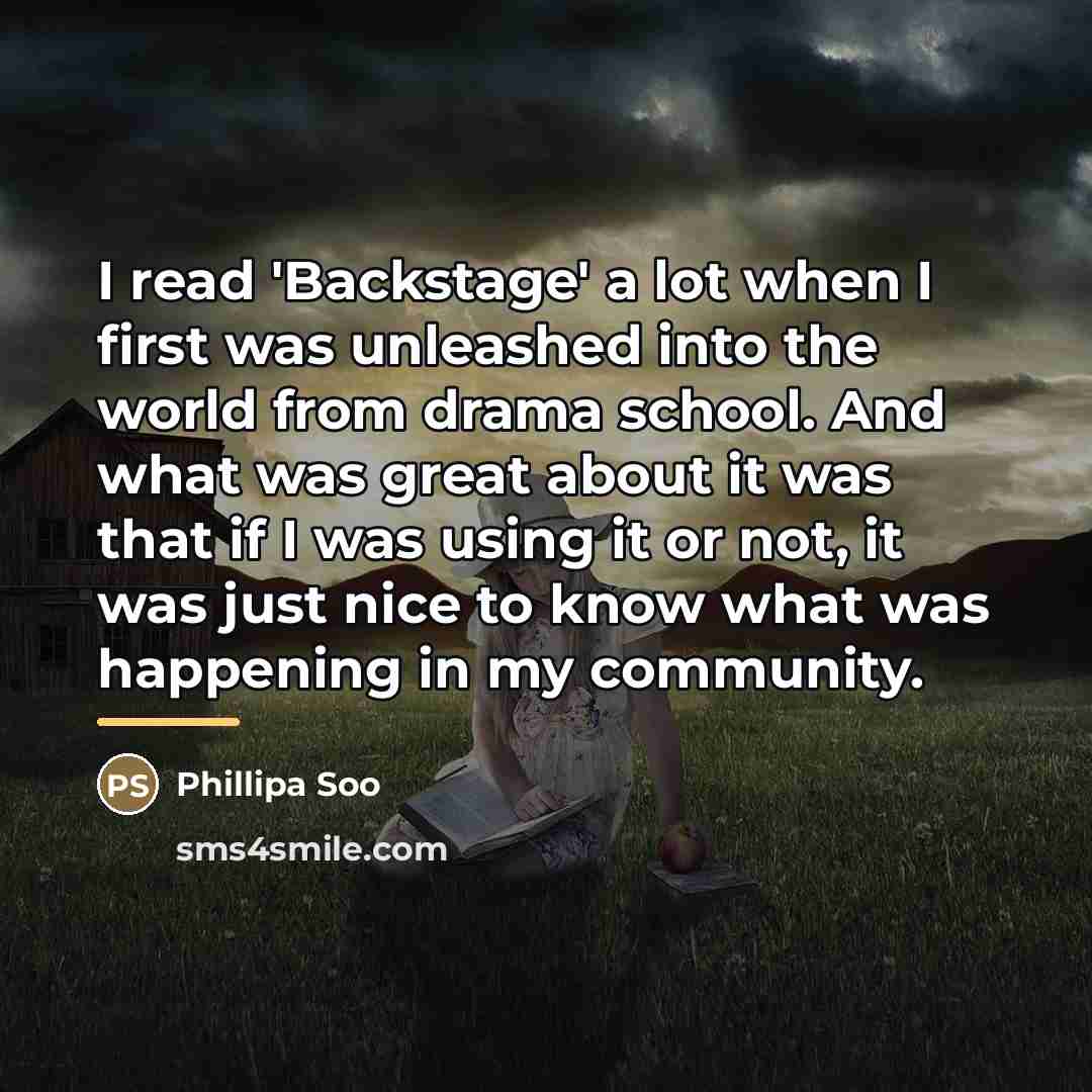 “I read 'Backstage' a lot when I first was unleashed…” quote by Phillipa Soo