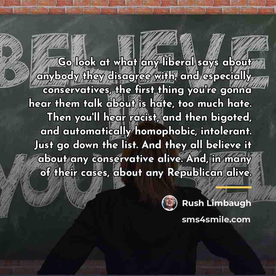 “Go look at what any liberal says about anybody they…” quote by Rush Limbaugh
