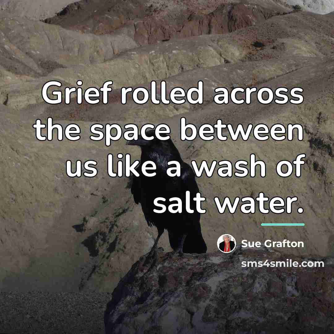 “Grief rolled across the space between us like a wash…” quote by Sue Grafton