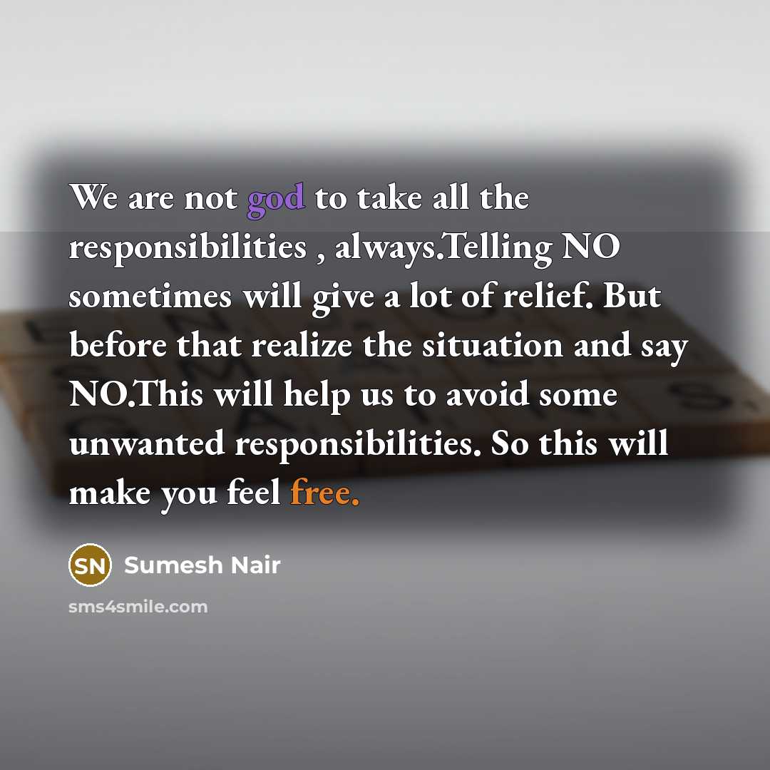 “We are not god to take all the responsibilities ,…” quote by Sumesh Nair