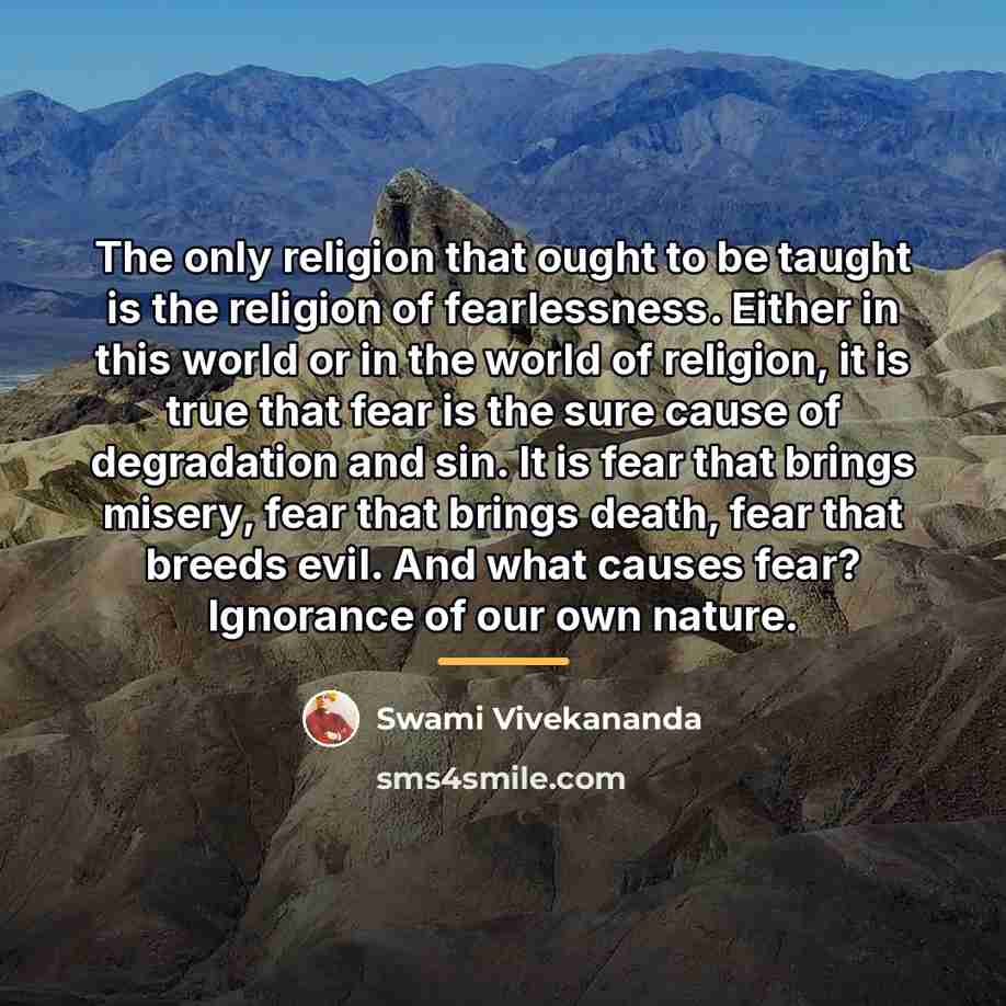“The only religion that ought to be taught is the…” quote by Swami Vivekananda