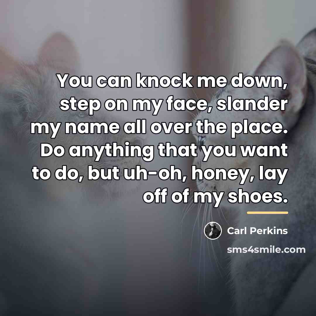 “You can knock me down, step on my face, slander…” quote by Carl Perkins