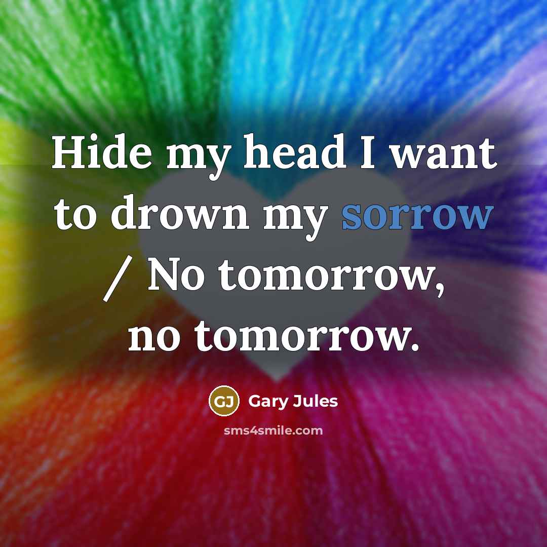 “Hide my head I want to drown my sorrow /…” quote by Gary Jules