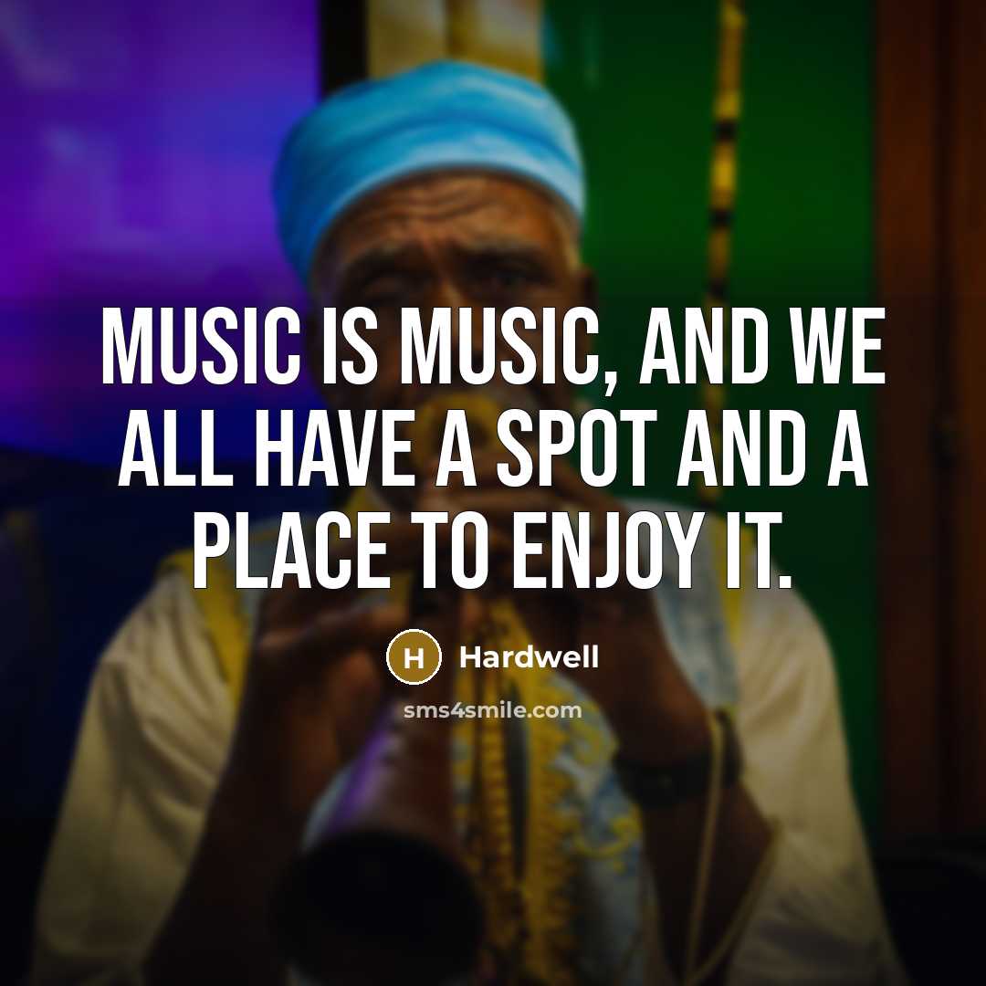 “Music is music, and we all have a spot and…” quote by Hardwell