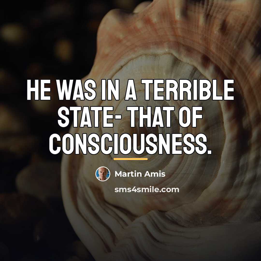 “He was in a terrible state- that of consciousness.…” quote by Martin Amis