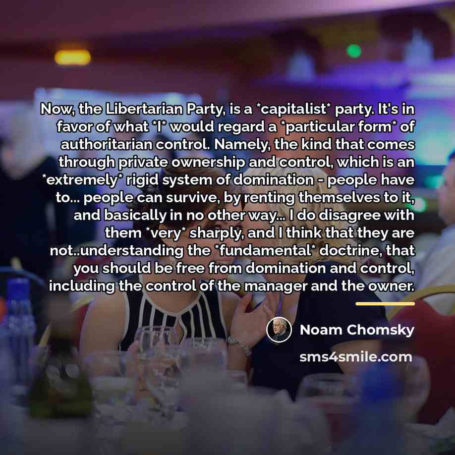 “Now, the Libertarian Party, is a *capitalist* party. It's in…” quote by Noam Chomsky