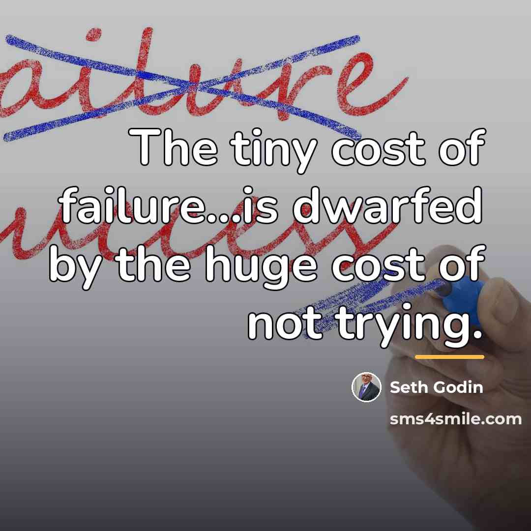 “The tiny cost of failure...is dwarfed by the huge cost…” quote by Seth Godin