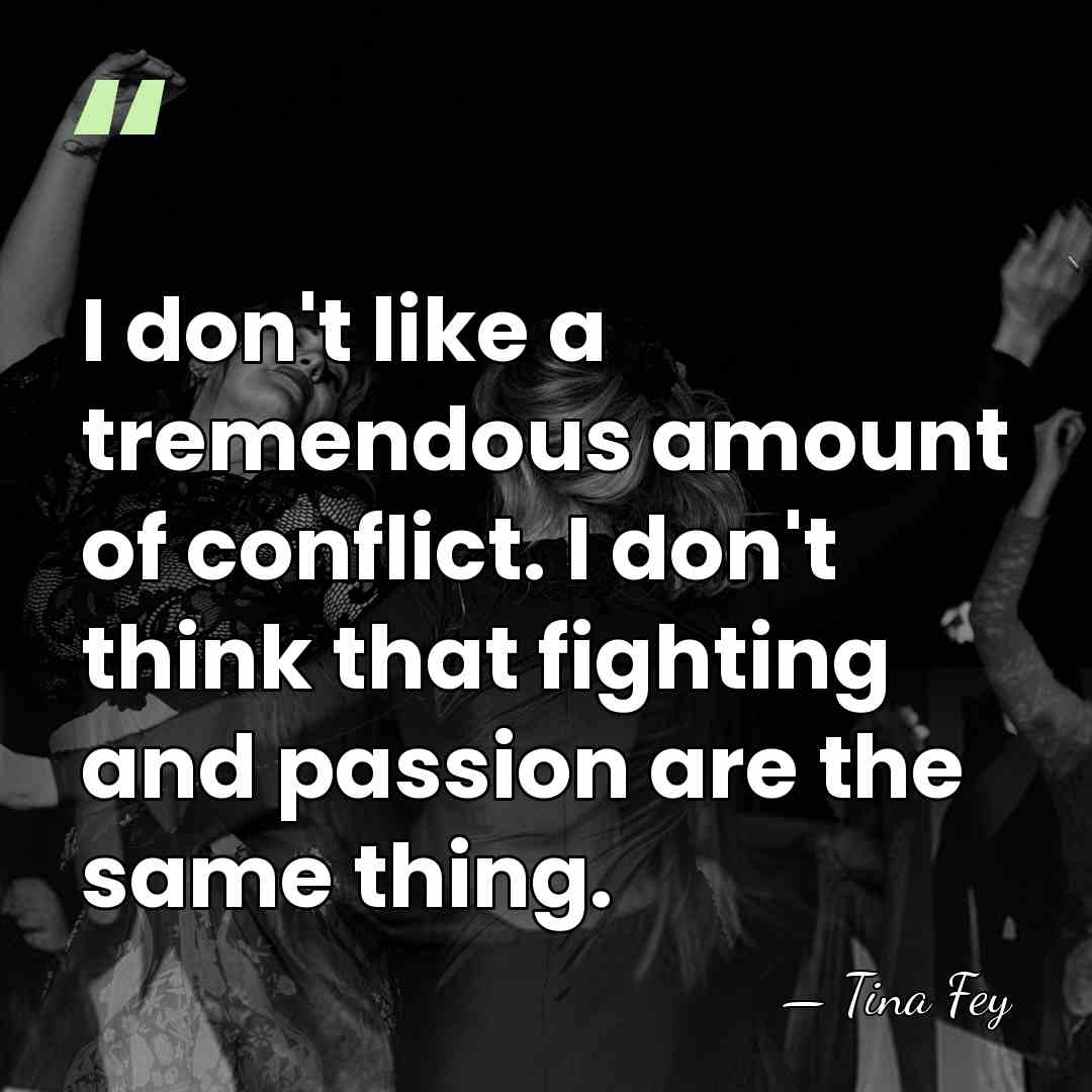 I don't like a tremendous amount of conflict. I don't think that&hellip; - Tina Fey