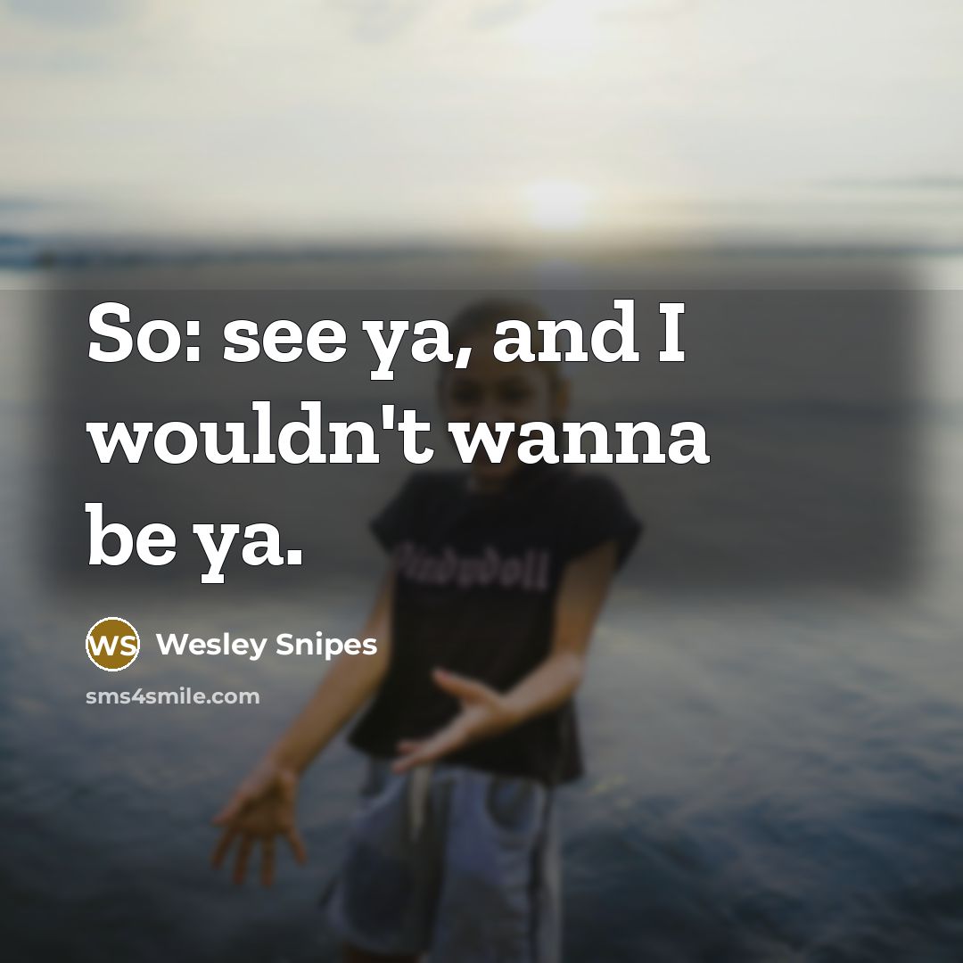 “So: see ya, and I wouldn't wanna be ya.…” quote by Wesley Snipes