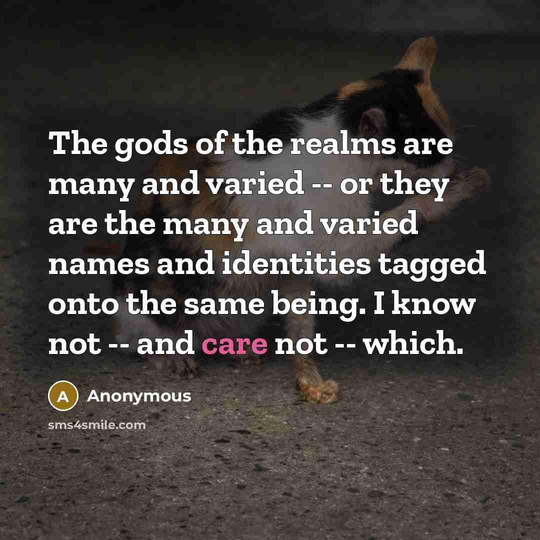 “The gods of the realms are many and varied --…” quote by Anonymous