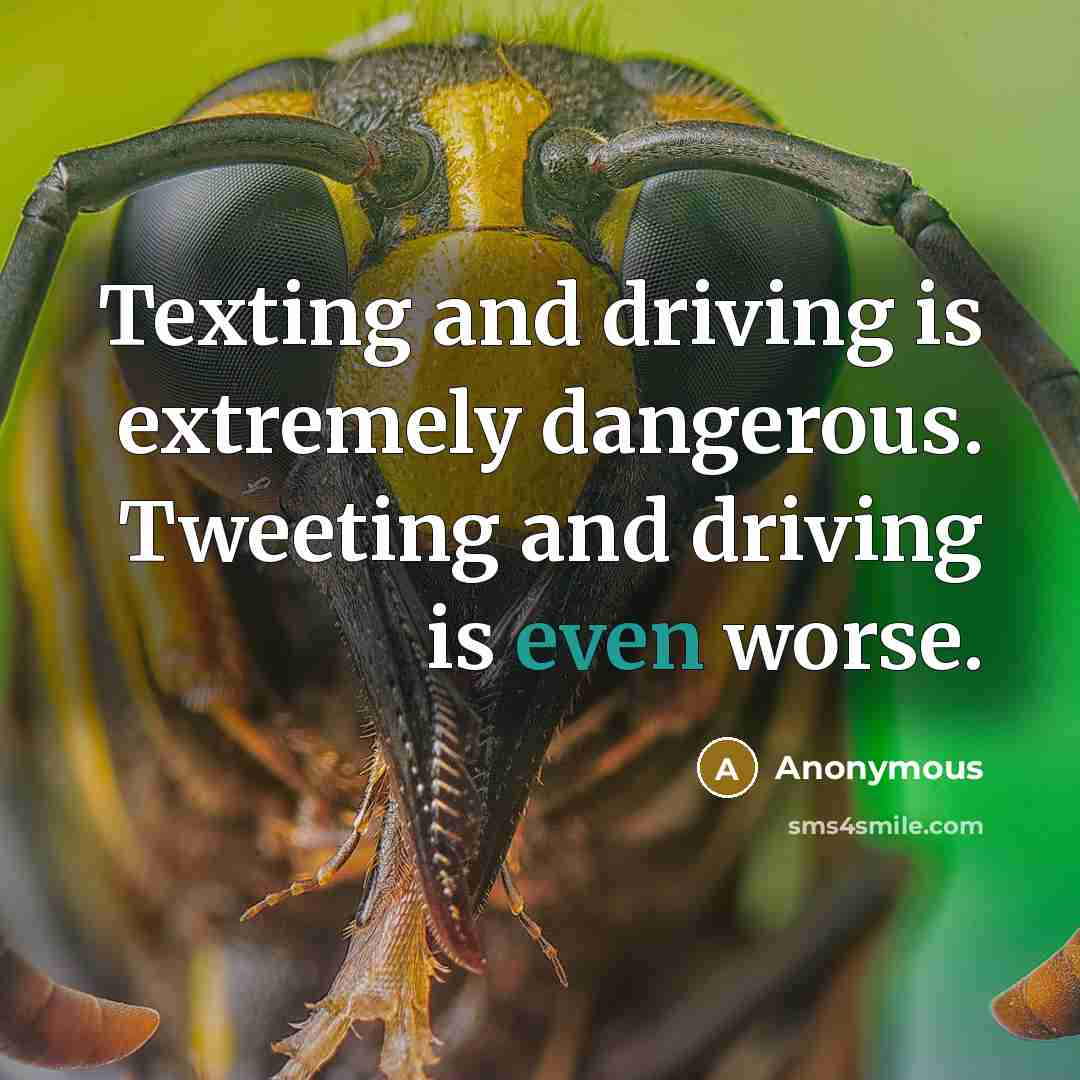 “Texting and driving is extremely dangerous. Tweeting and driving is even worse.” quote by Anonymous