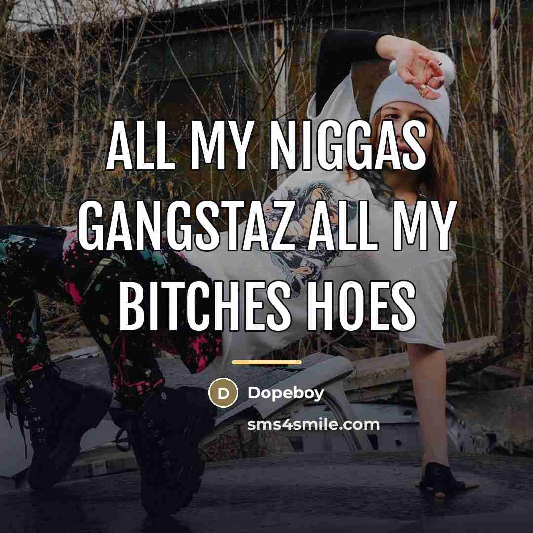 “All my niggas gangstaz all my bitches hoes…” quote by Dopeboy
