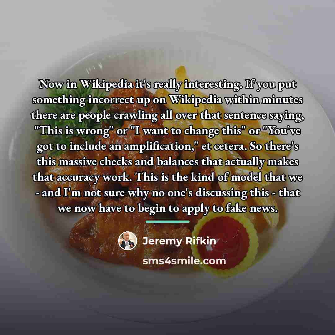 “Now in Wikipedia it's really interesting. If you put something…” quote by Jeremy Rifkin