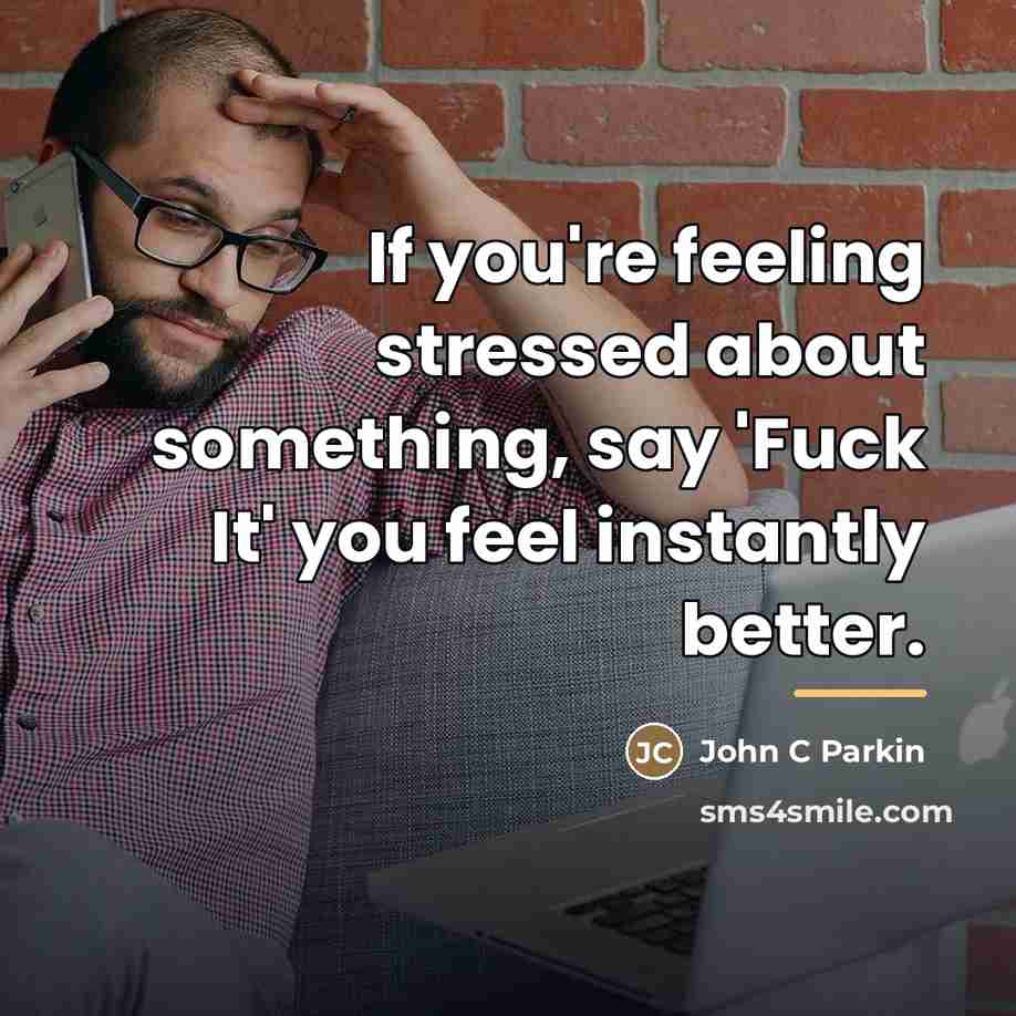 “If you're feeling stressed about something, say 'Fuck It' you…” quote by John C Parkin