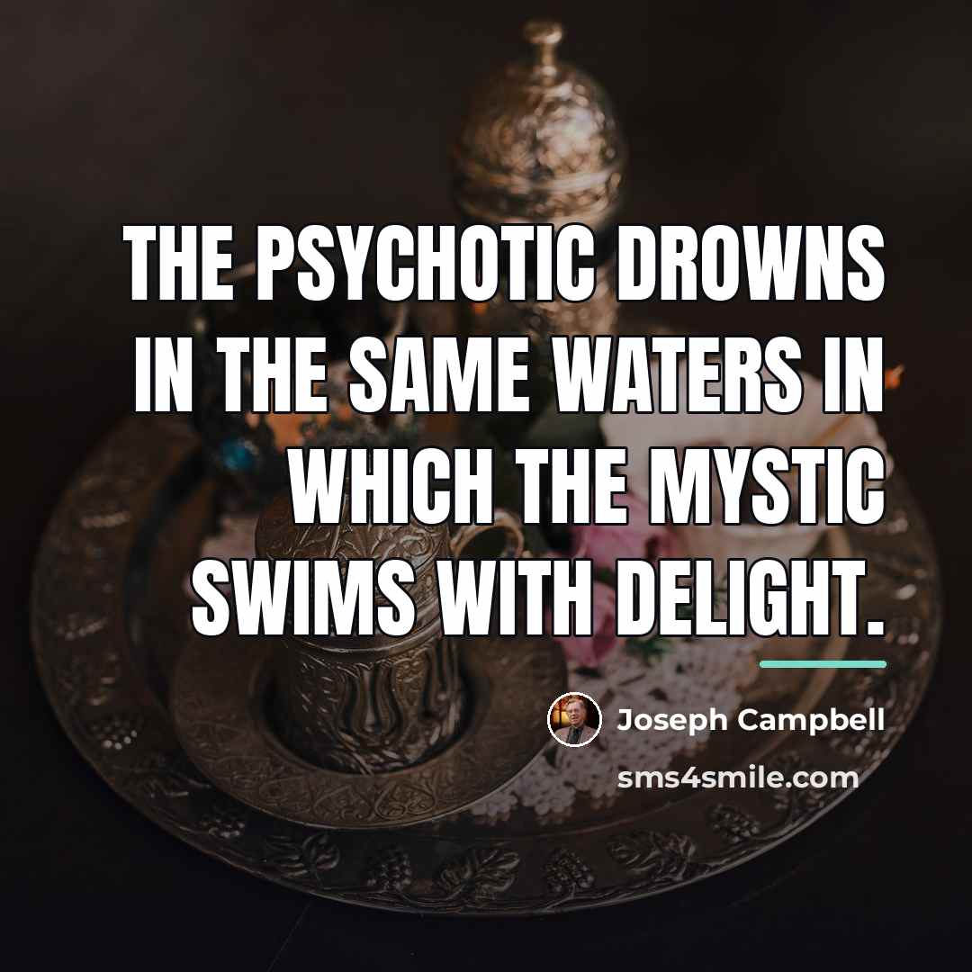 “The psychotic drowns in the same waters in which the…” quote by Joseph Campbell