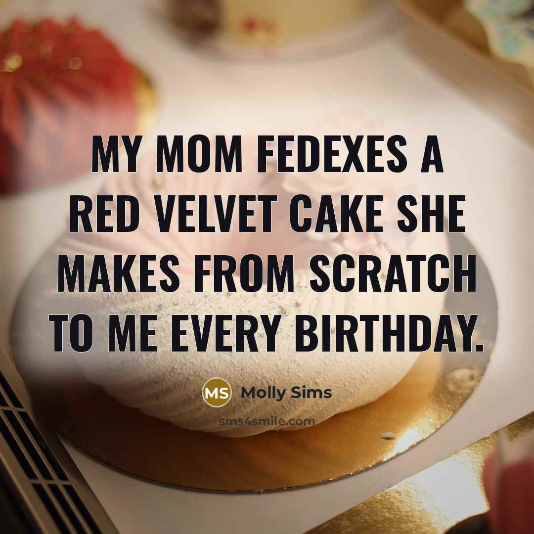 “My mom FedExes a red velvet cake she makes from…” quote by Molly Sims