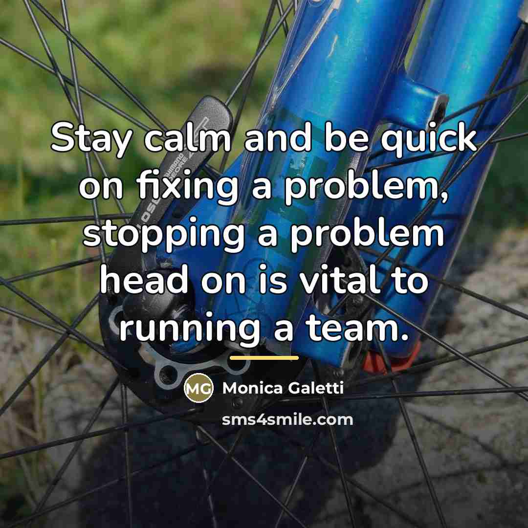 “Stay calm and be quick on fixing a problem, stopping…” quote by Monica Galetti