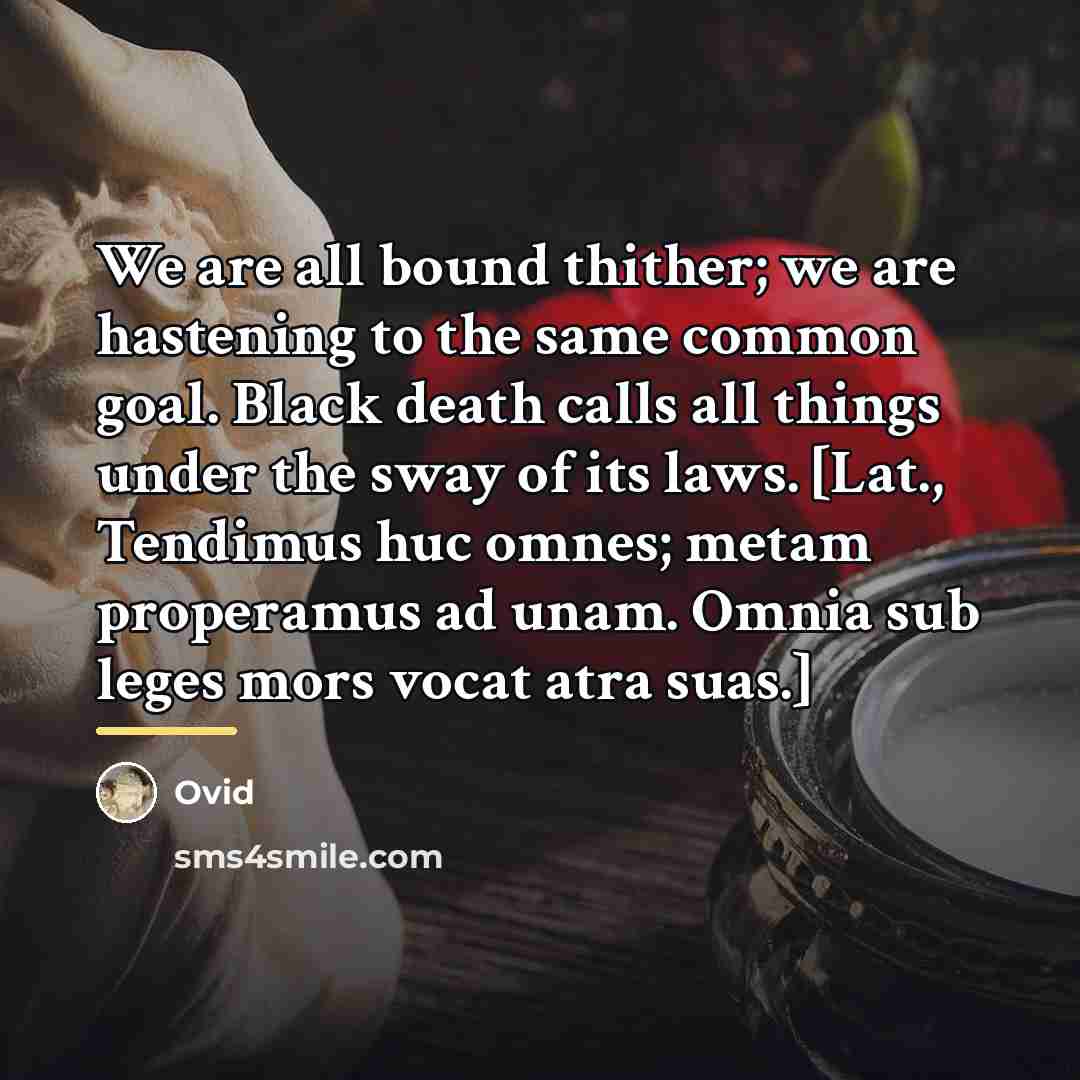 “We are all bound thither; we are hastening to the…” quote by Ovid
